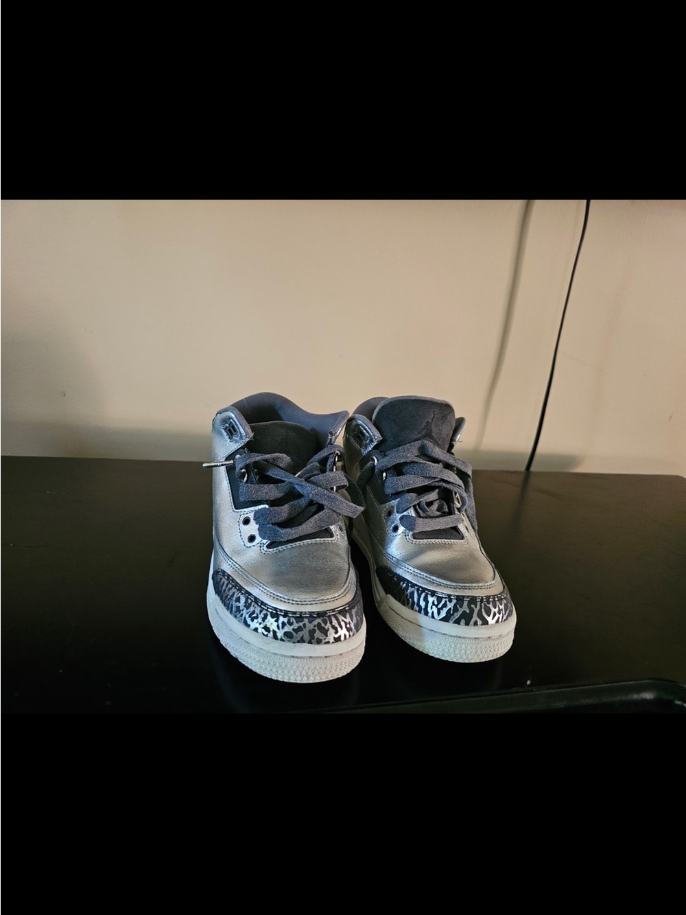Nike Silver and Black Leopard-Accent High-Top Sneakers Youth Size 6